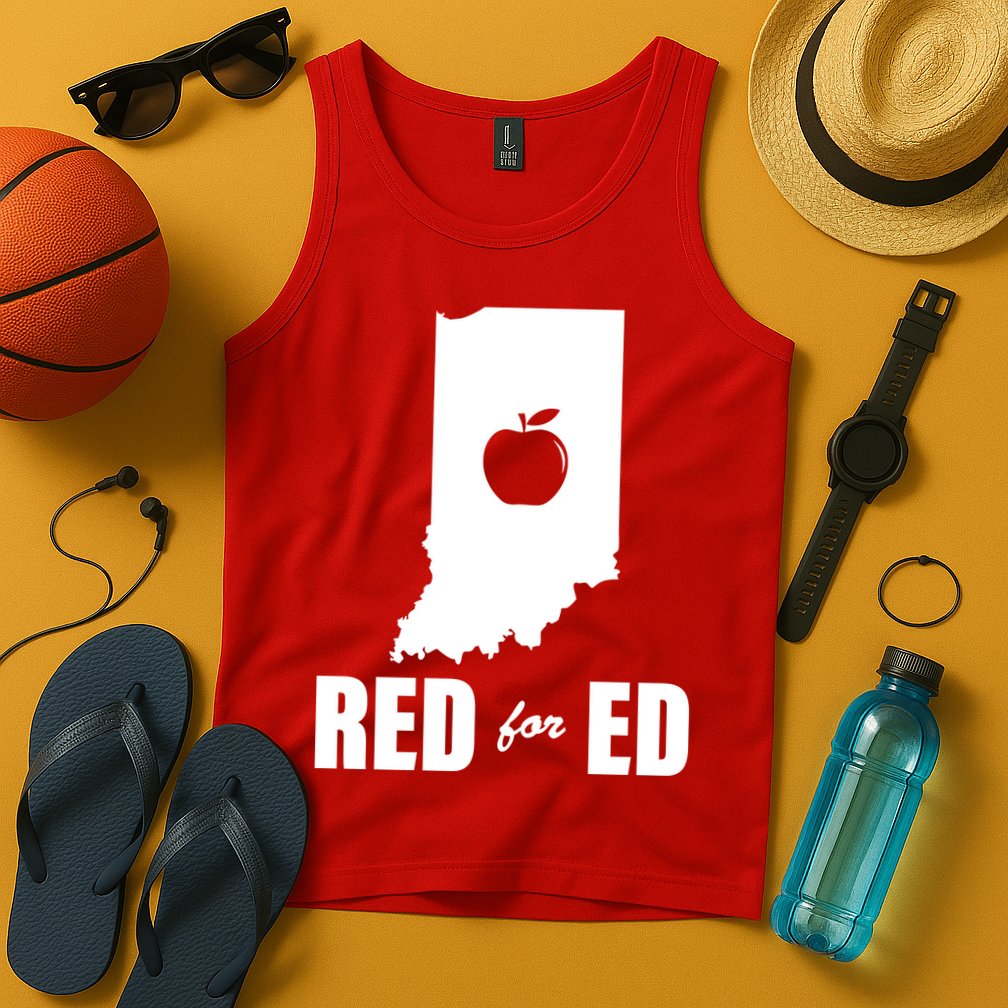 Red For Ed Indiana Teachers Apple Tank Top