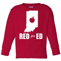 Red For Ed Indiana Teachers Apple Toddler Long Sleeve Shirt