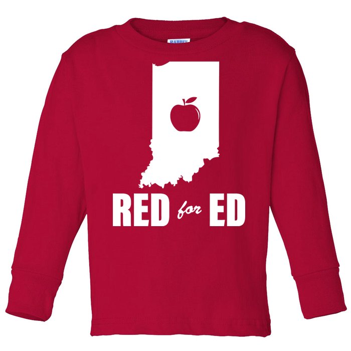 Red For Ed Indiana Teachers Apple Toddler Long Sleeve Shirt