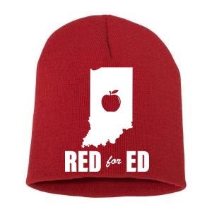 Red For Ed Indiana Teachers Apple Short Acrylic Beanie