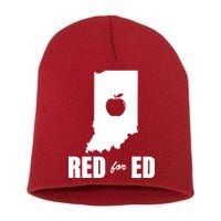 Red For Ed Indiana Teachers Apple Short Acrylic Beanie