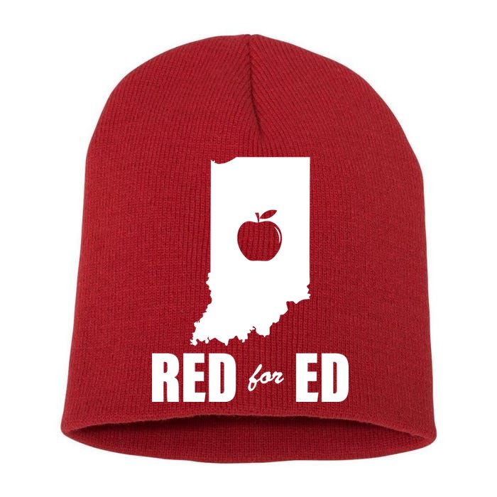 Red For Ed Indiana Teachers Apple Short Acrylic Beanie