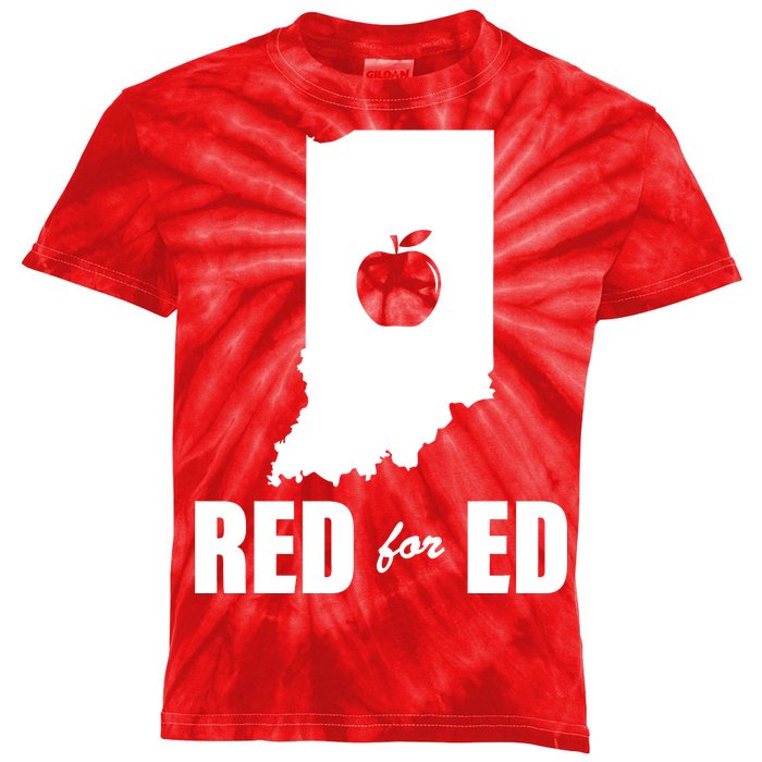 Red For Ed Indiana Teachers Apple Kids Tie-Dye T-Shirt