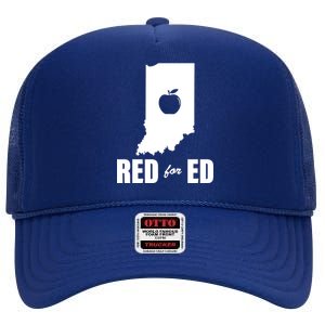 Red For Ed Indiana Teachers Apple High Crown Mesh Back Trucker Hat