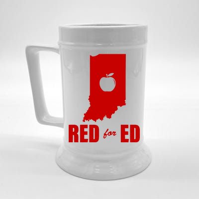 Red For Ed Indiana Teachers Apple Beer Stein