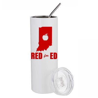 Red For Ed Indiana Teachers Apple Stainless Steel Tumbler