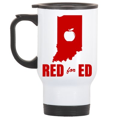 Red For Ed Indiana Teachers Apple Stainless Steel Travel Mug