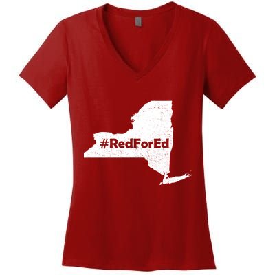 Red For Ed New York Women's V-Neck T-Shirt