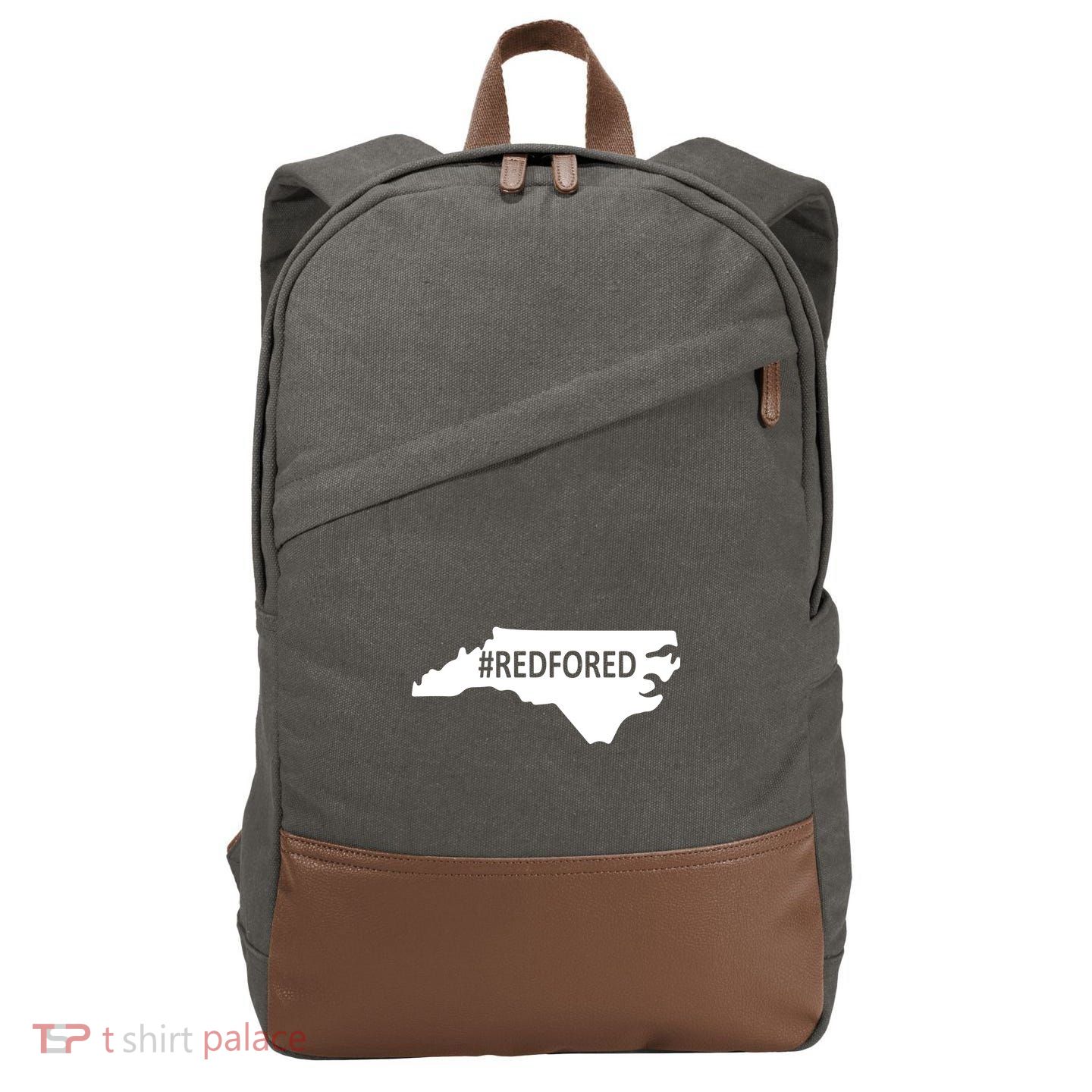  Red For Ed North Carolina State Map Cotton Canvas Backpack