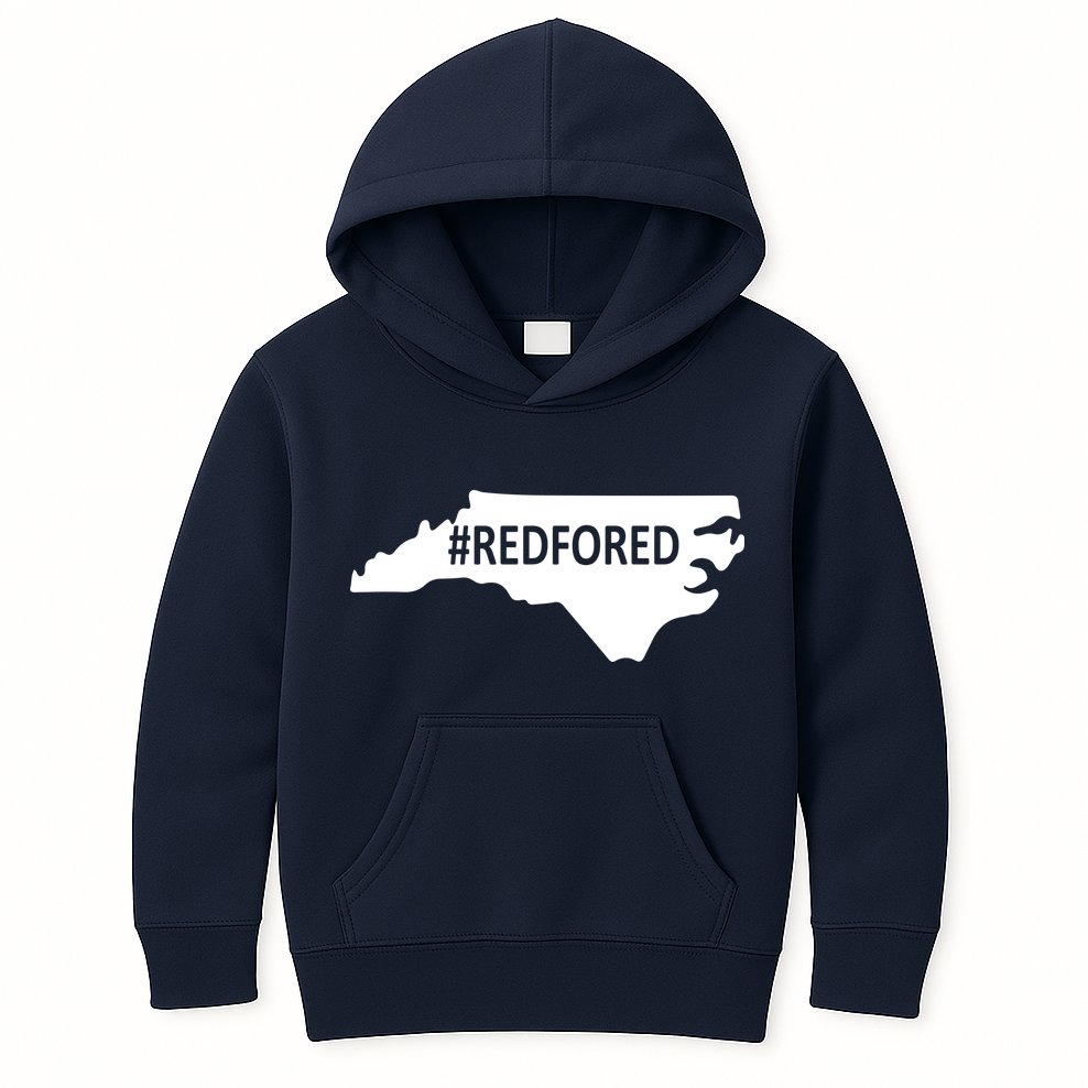  Red For Ed North Carolina State Map Kids Hoodie