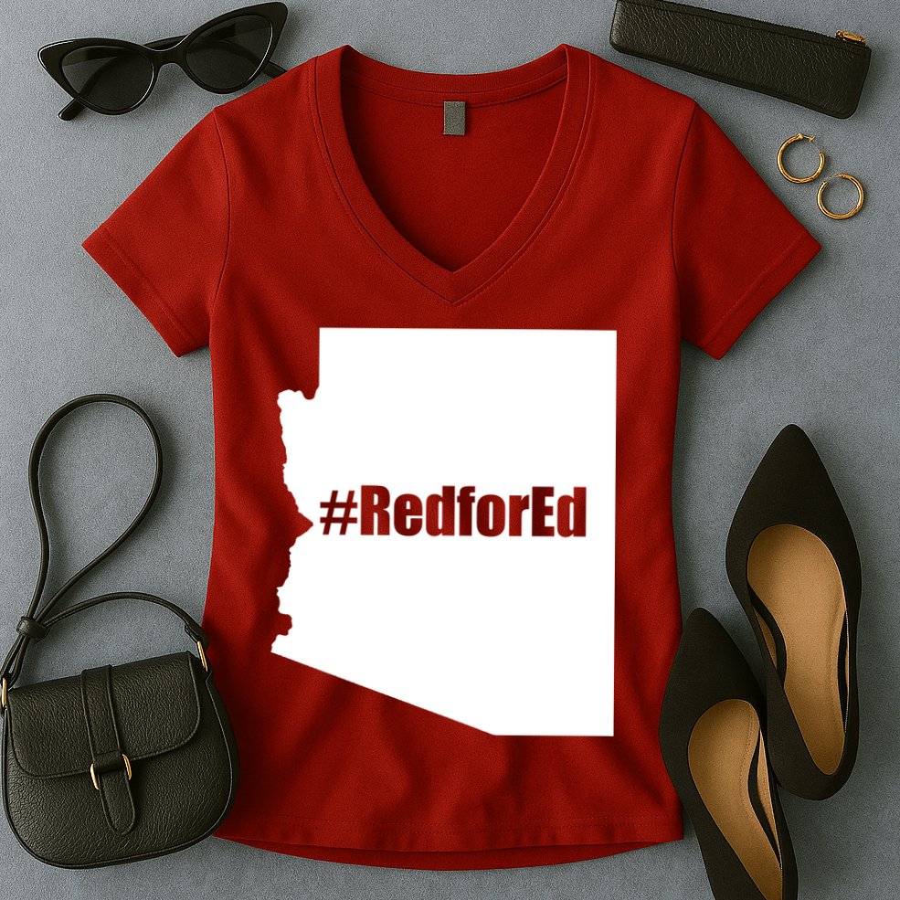 Red For Ed Protest Arizona Teacher Women's V-Neck T-Shirt