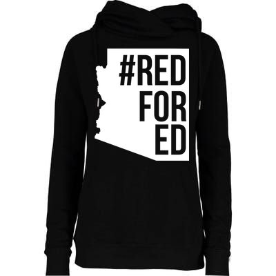 Red For Ed #RedForEd Arizona Teacher Protest Womens Funnel Neck Pullover Hood