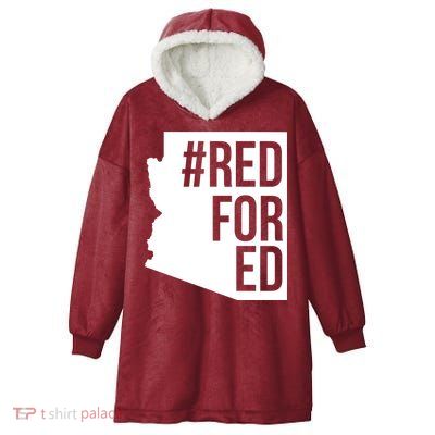 Red For Ed #RedForEd Arizona Teacher Protest Hooded Wearable Blanket