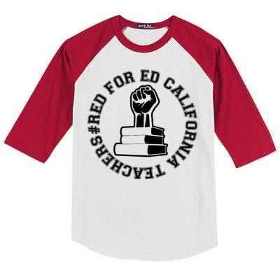 Red For Ed Resist Fist California Teachers Kids Colorblock Raglan Jersey