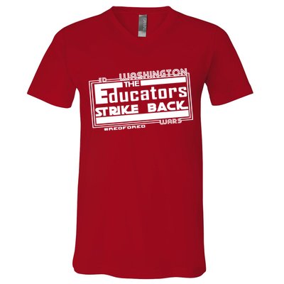 Red For Ed Washington Educators Strike Back V-Neck T-Shirt