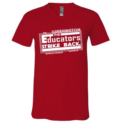 Red For Ed Washington Educators Strike Back V-Neck T-Shirt