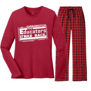 Red For Ed Washington Educators Strike Back Women's Long Sleeve Flannel Pajama Set 