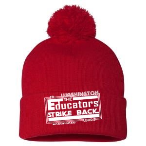 Red For Ed Washington Educators Strike Back Pom Pom 12in Knit Beanie