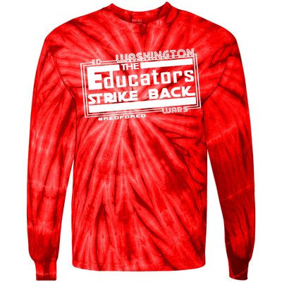 Red For Ed Washington Educators Strike Back Tie-Dye Long Sleeve Shirt