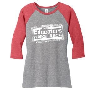 Red For Ed Washington Educators Strike Back Women's Tri-Blend 3/4-Sleeve Raglan Shirt