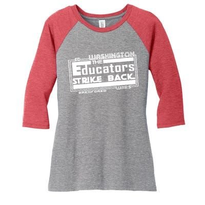 Red For Ed Washington Educators Strike Back Women's Tri-Blend 3/4-Sleeve Raglan Shirt