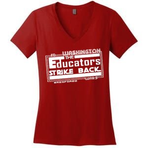 Red For Ed Washington Educators Strike Back Women's V-Neck T-Shirt