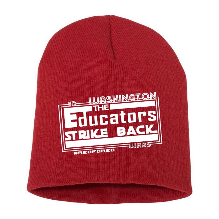 Red For Ed Washington Educators Strike Back Short Acrylic Beanie