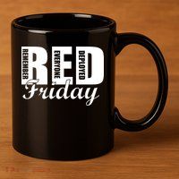 Red Friday 11oz C Handle Ceramic Mug