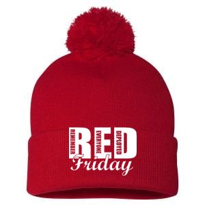 Red Friday Pom Pom 12in Knit Beanie