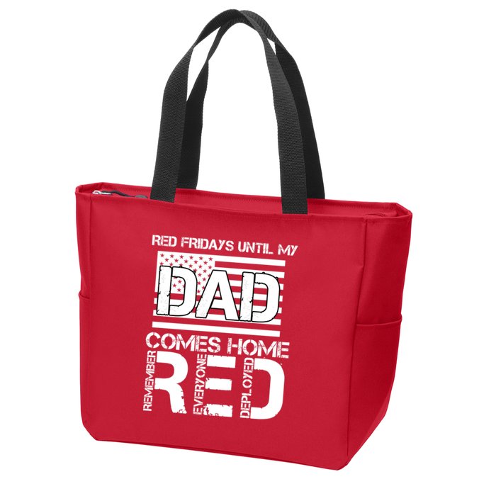 RED Friday Day Unitl My Dad Comes Home Zip Tote Bag