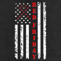 Red Friday Distressed Ribbon US Flag Support Veterans Garment-Dyed Fleece Hoodie