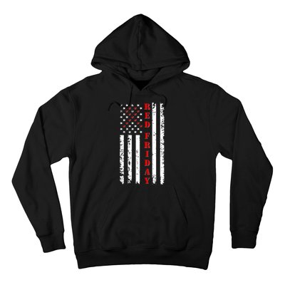 Red Friday Distressed Ribbon US Flag Support Veterans Hoodie