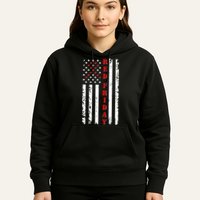 Red Friday Distressed Ribbon US Flag Support Veterans Hoodie