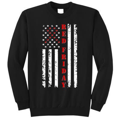 Red Friday Distressed Ribbon US Flag Support Veterans Sweatshirt
