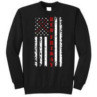 Red Friday Distressed Ribbon US Flag Support Veterans Sweatshirt