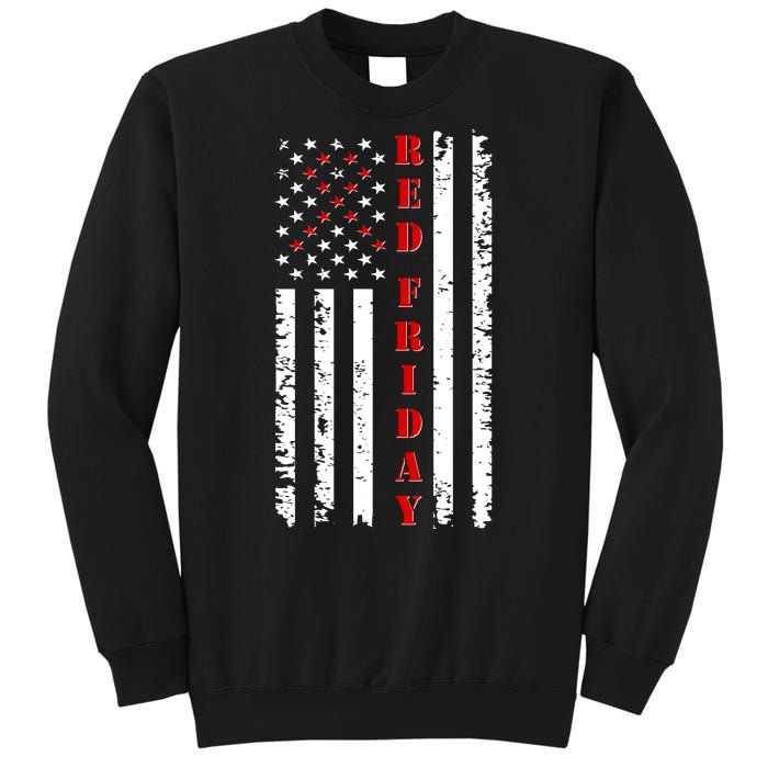 Red Friday Distressed Ribbon US Flag Support Veterans Sweatshirt