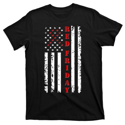 Red Friday Distressed Ribbon US Flag Support Veterans T-Shirt