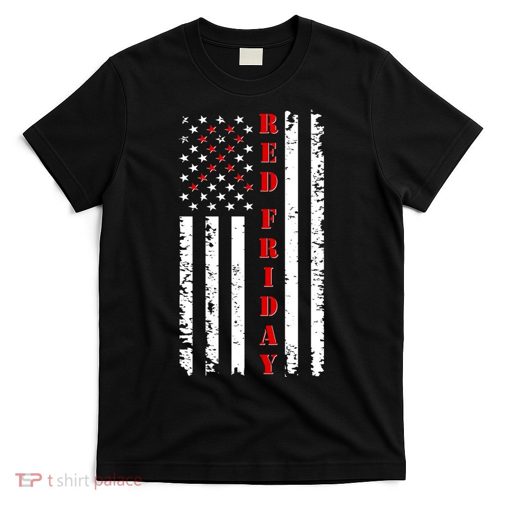 Red Friday Distressed Ribbon US Flag Support Veterans T-Shirt