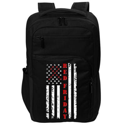 Red Friday Distressed Ribbon US Flag Support Veterans Impact Tech Backpack