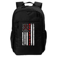 Red Friday Distressed Ribbon US Flag Support Veterans Backpack