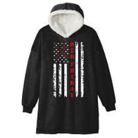 Red Friday Distressed Ribbon US Flag Support Veterans Hooded Wearable Blanket