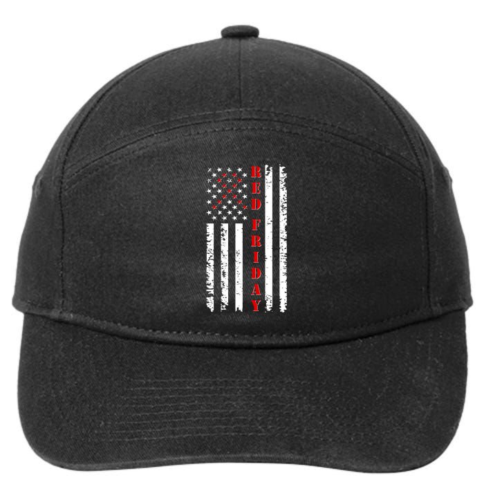 Red Friday Distressed Ribbon US Flag Support Veterans 7-Panel Snapback Hat