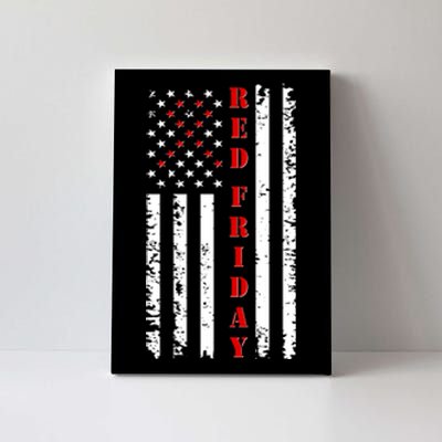 Red Friday Distressed Ribbon US Flag Support Veterans Canvas