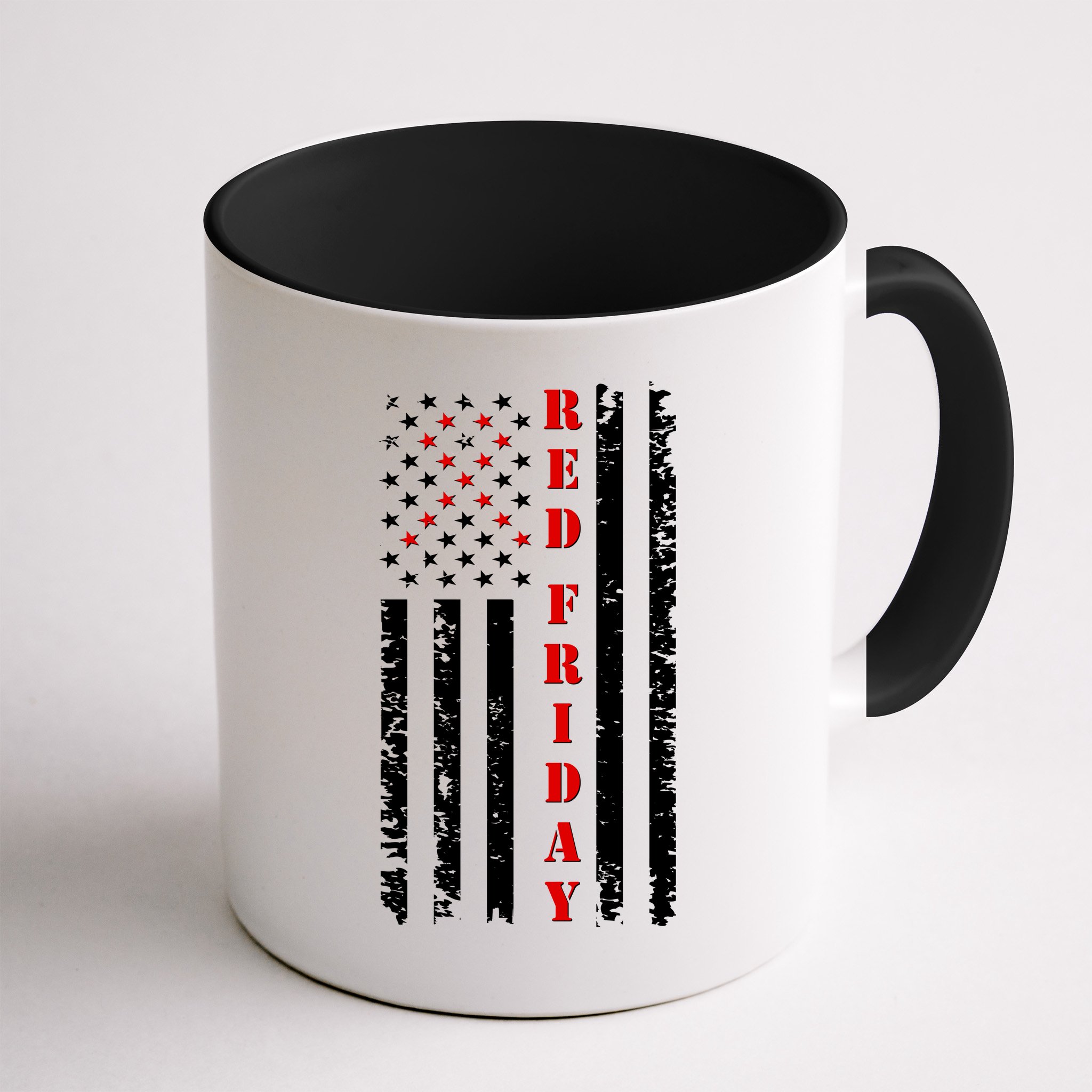 Red Friday Distressed Ribbon US Flag Support Veterans Mug