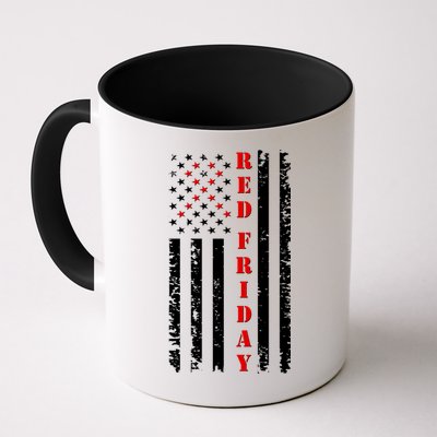 Red Friday Distressed Ribbon US Flag Support Veterans Mug