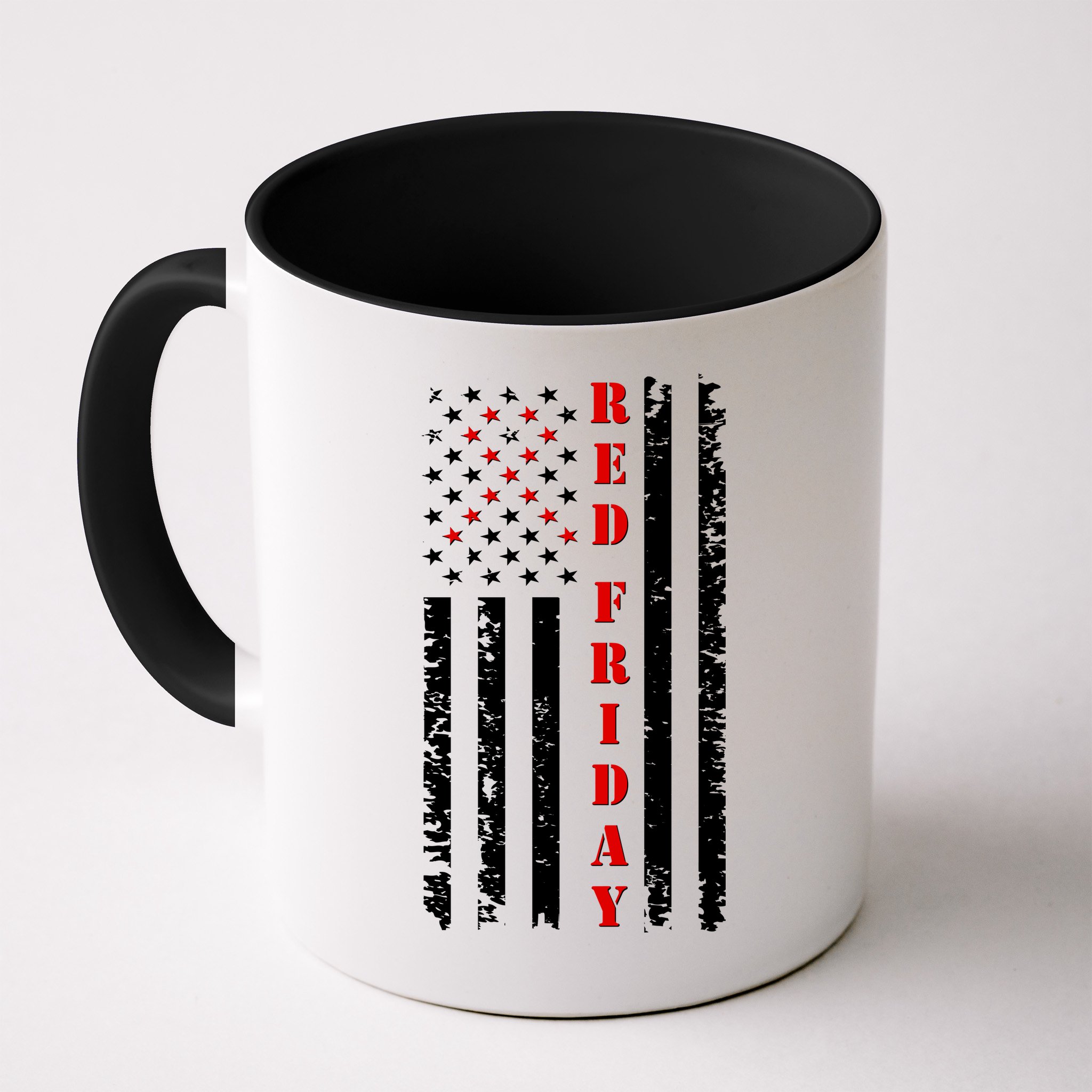 Red Friday Distressed Ribbon US Flag Support Veterans Mug