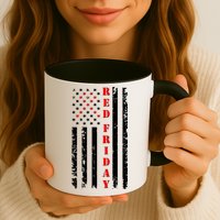 Red Friday Distressed Ribbon US Flag Support Veterans Mug