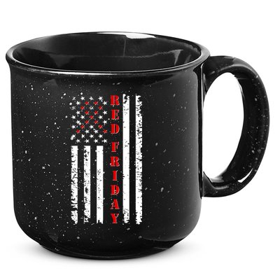 Red Friday Distressed Ribbon US Flag Support Veterans 15oz Campfire Ceramic Mug