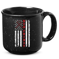 Red Friday Distressed Ribbon US Flag Support Veterans 15oz Campfire Ceramic Mug