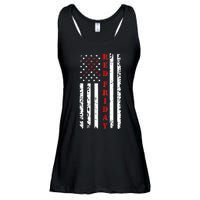 Red Friday Distressed Ribbon US Flag Support Veterans Ladies Essential Flowy Tank